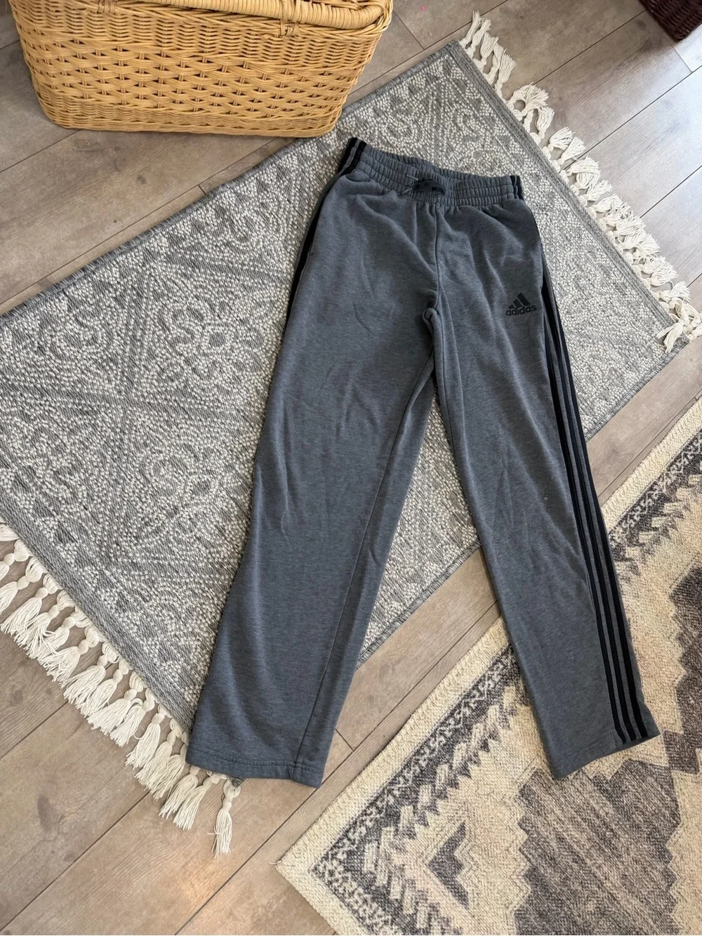 adidas Charcoal Gray Men's Joggers with Black Side Stripes Small *Flawed*
